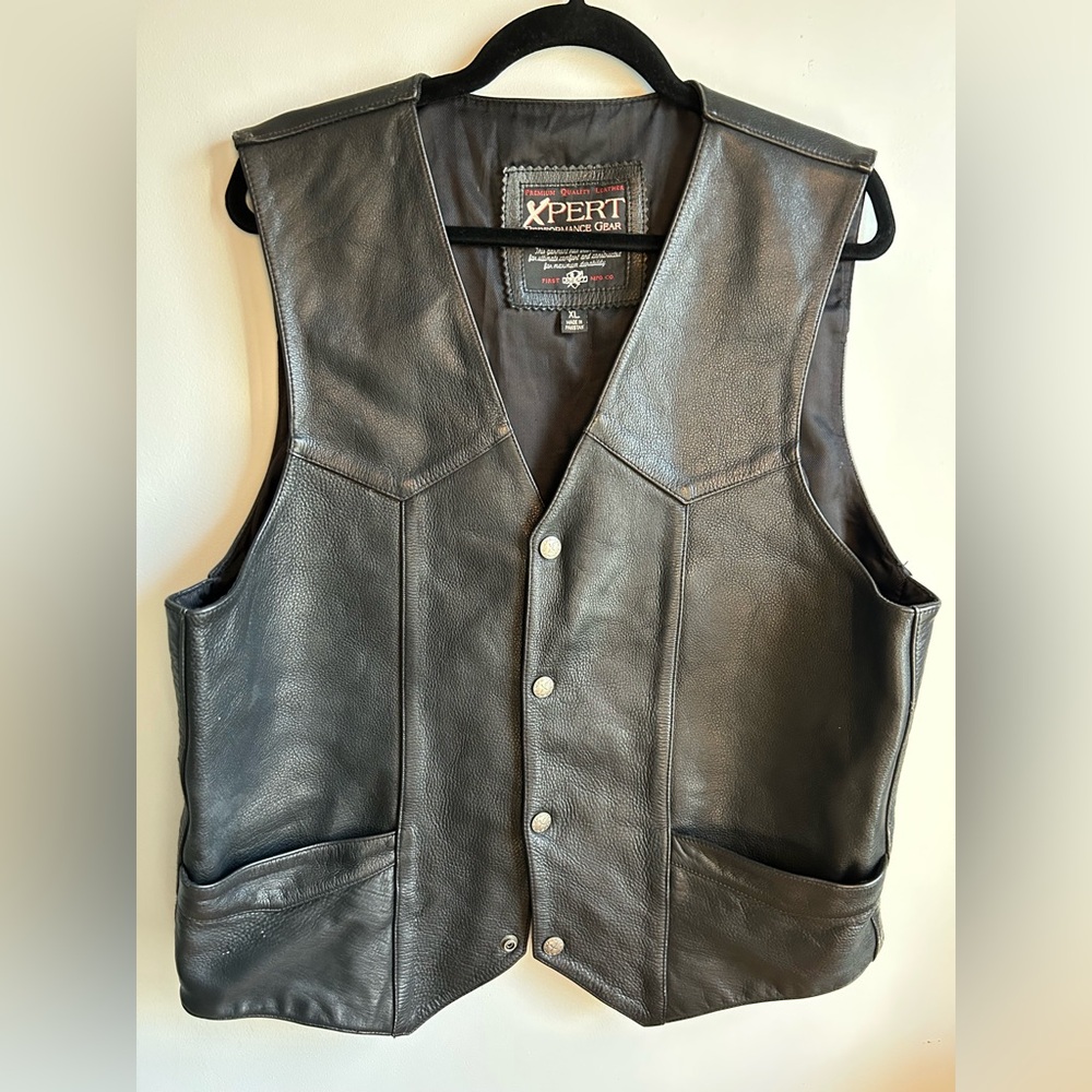 Xpert Performance Gear Men's Black Leather Vest XL